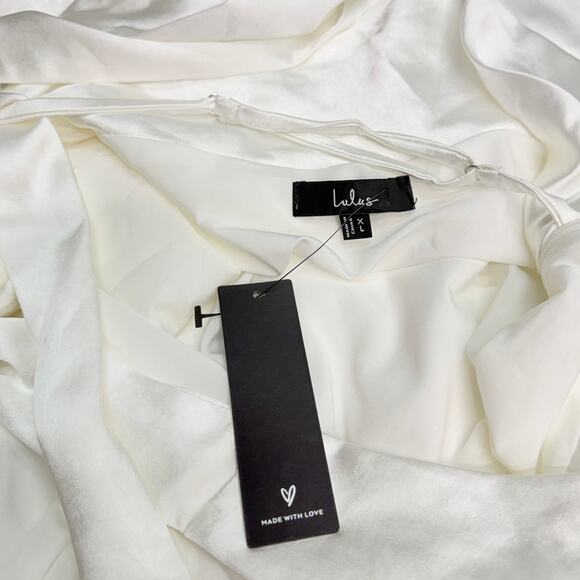 Lulus Zimri White Satin Halter Mini Dress size XL NWT - Picture 5 of 5
